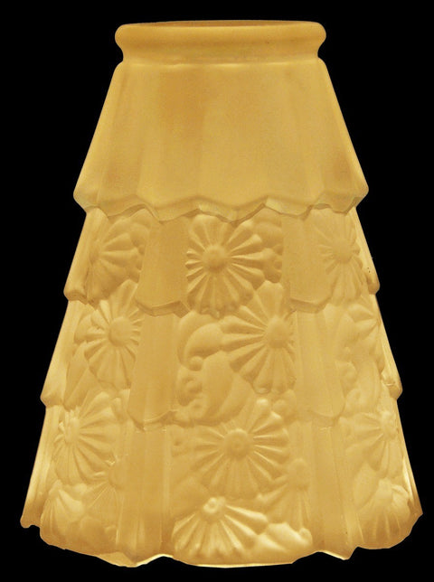 History Influenced Unique, Heavily Embossed, Floral Pattern Shade 2 1/4 Inch Fitter-Amber