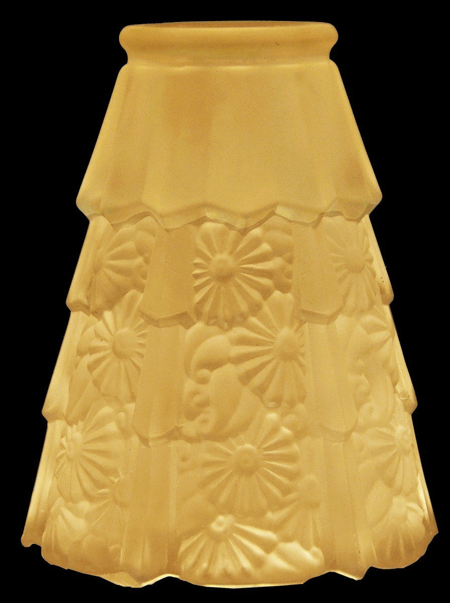 History Influenced Unique, Heavily Embossed, Floral Pattern Shade 2 1/4 Inch Fitter-Amber