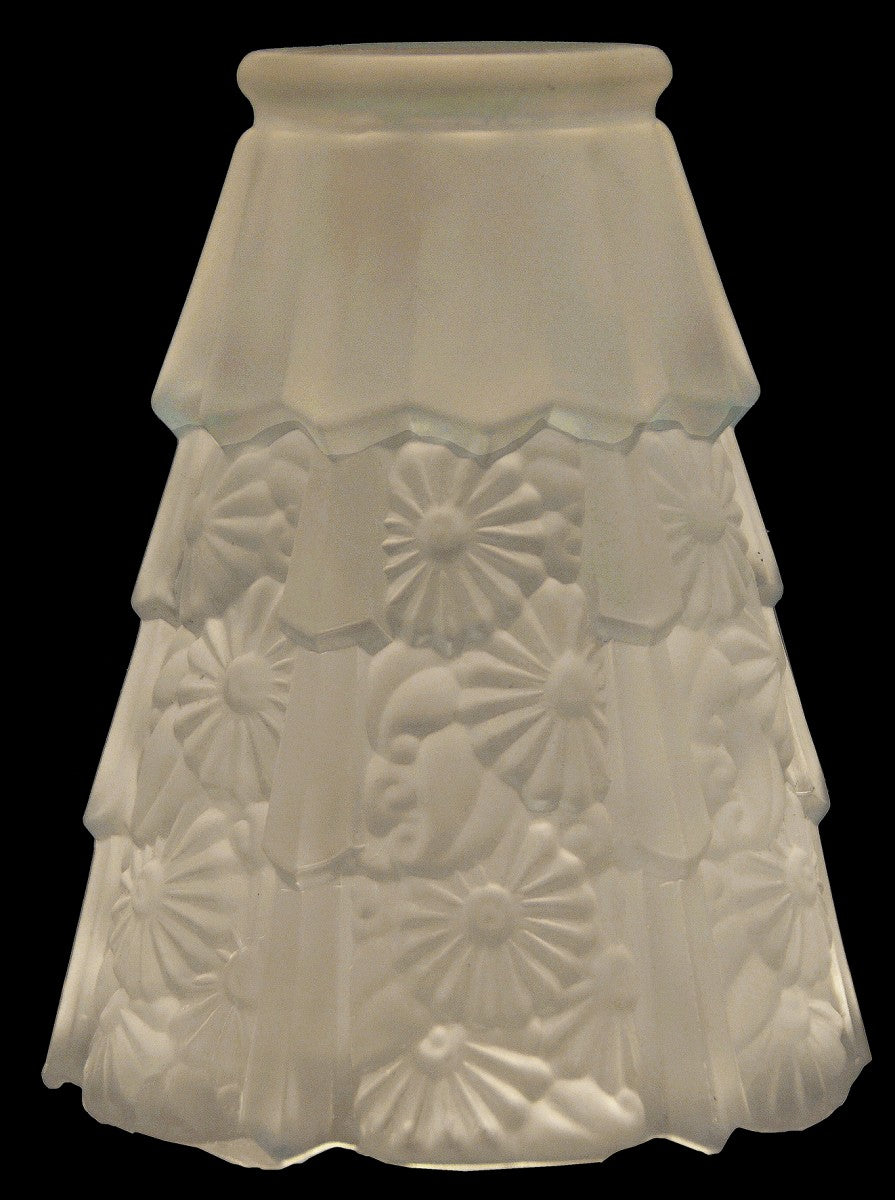 History Influenced Unique, Heavily Embossed, Floral Pattern Shade 2 1/4 Inch Fitter-Frosted