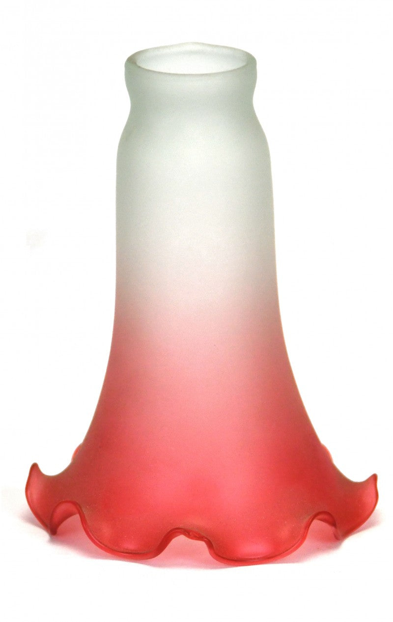 Tiffany-Style Frosted Ruby Tipped Lily Glass Lamp Shade