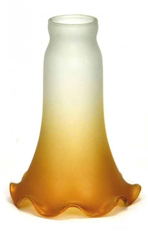 Tiffany-Style Frosted Amber Tipped Lily Glass Lamp Shade