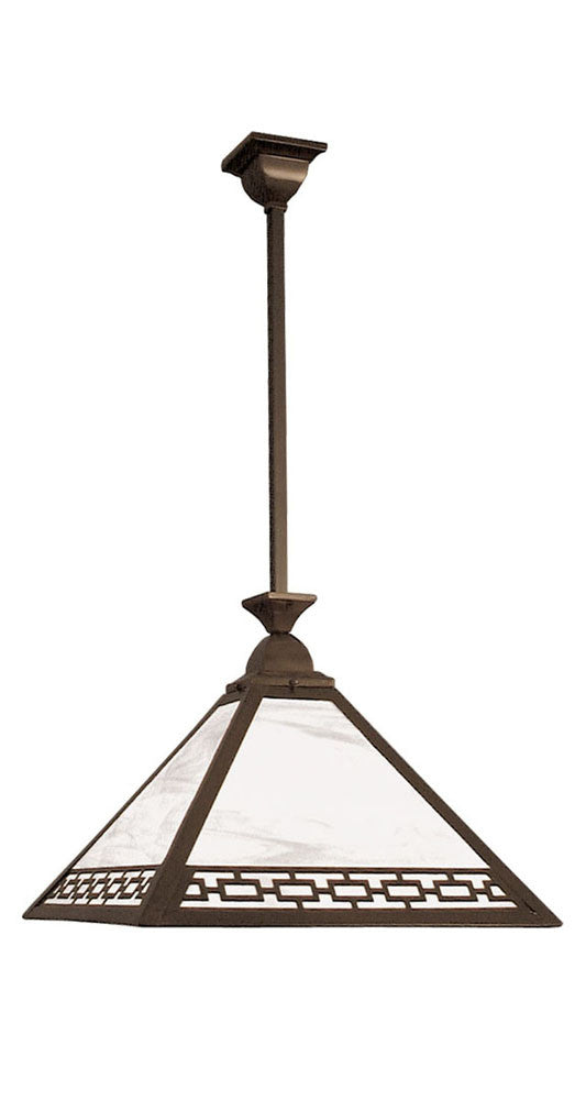 22" Wide Mission Style Rod Hung Pendant With Chain Design Shade