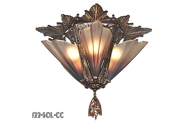 Art Deco Chandeliers Slip Shade 5 Light Soleure Series by Mid-West Mfg (123-SOL-5L) — view 4