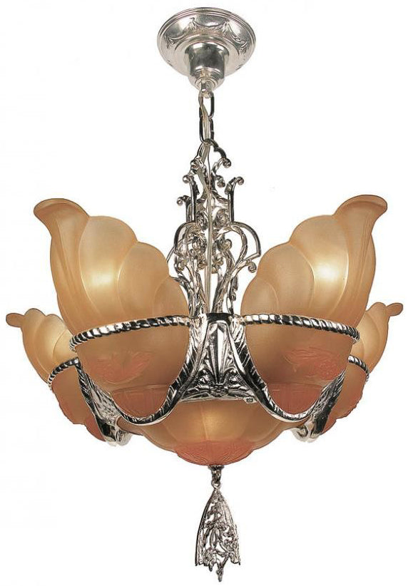 Art Deco Ceiling Lighting 6 Light Chandeliers Devon Series by MidWest