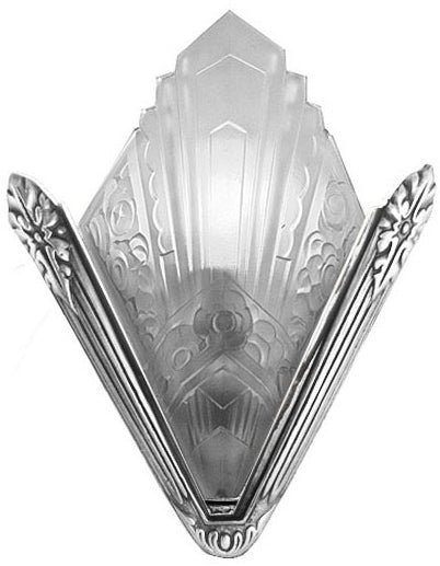 Recreated French Marseilles Art Deco Slip Shade Sconce Nickel Plated (166-ES1-NP)