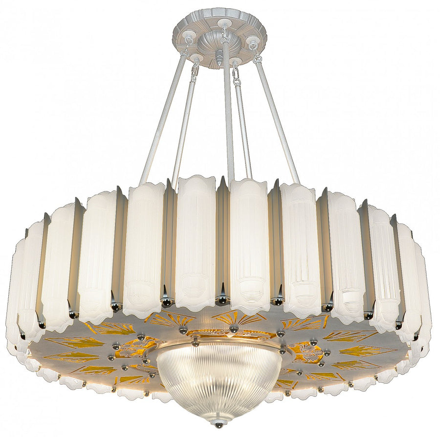 Inspired 1933 Streamline Deco Large Single-Tier Chandelier