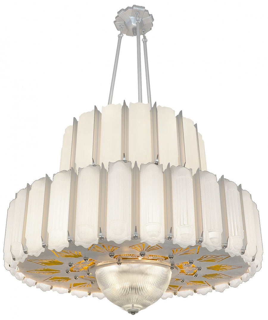 Streamline Art Deco Large DOUBLE-TIER Chandelier