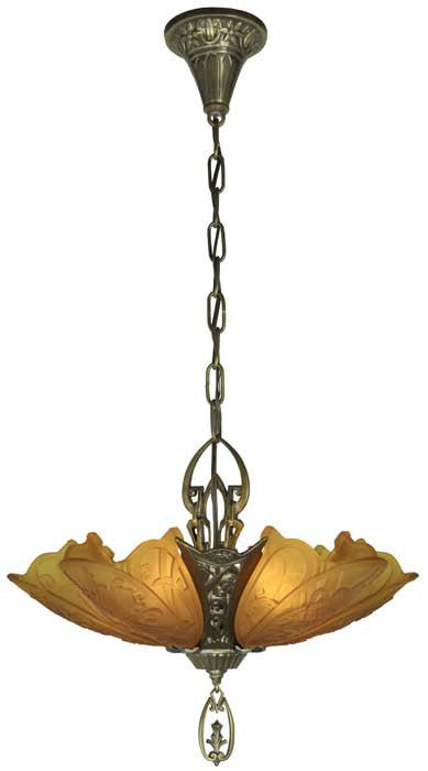 Art Deco Chandeliers Fixtures Slip Shade Medieval Family 5 Light Chandelier (279-5LL1)