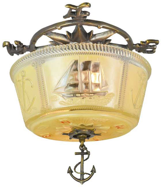Art Deco Close Ceiling Bowl Lights Nautical Marine Fixtures