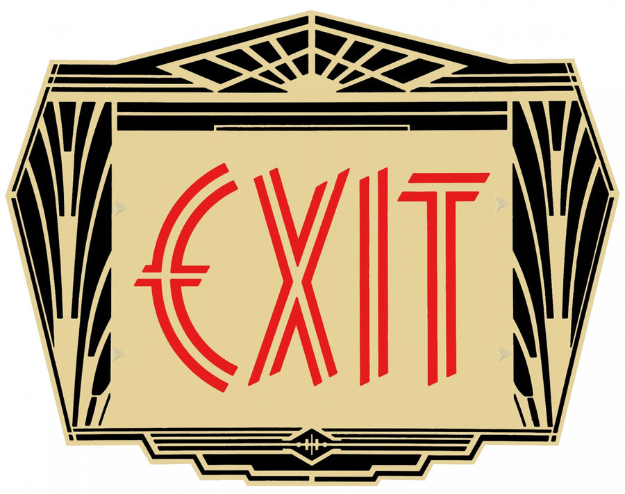 Special New York (and others) Fancy Art Deco Brass Face, Red 8" Words, Exit Sign