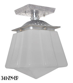 Art Deco Or Arts & Crafts Flush Mount Porch Light- Pewter Finish (341-ZN-EP)