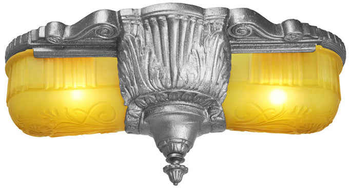 Art Deco Flush Ceiling Lighting 2 Light Close Ceiling Fixtures Glen Falls Series by Lincoln (372-2L)