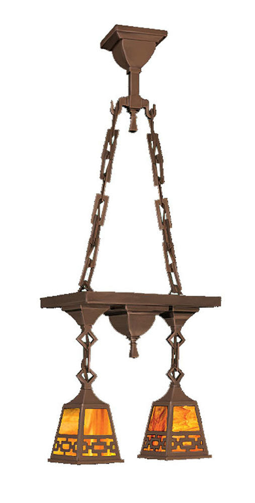 Mission 2 Light Chain Hung Pan Ceiling Pendant Light Chain Shade