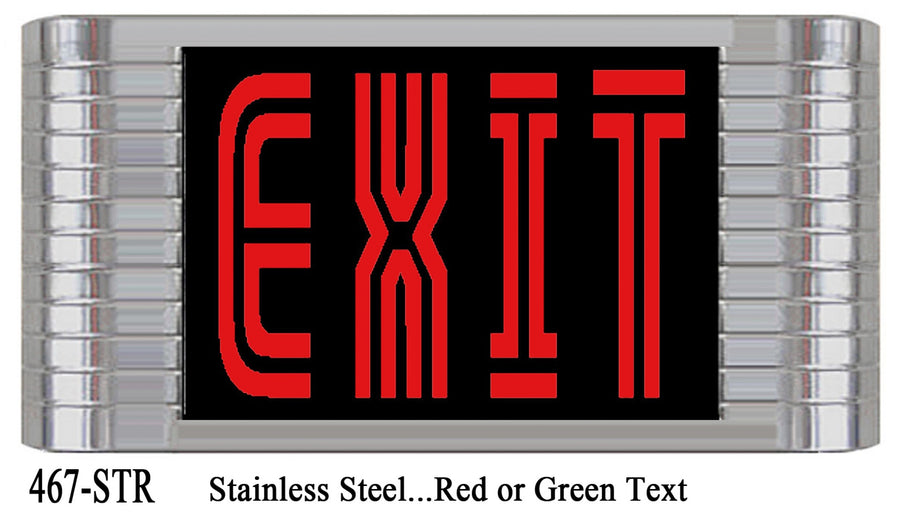 Streamline Stainless Steel Face Fancy Art Deco Exit Sign