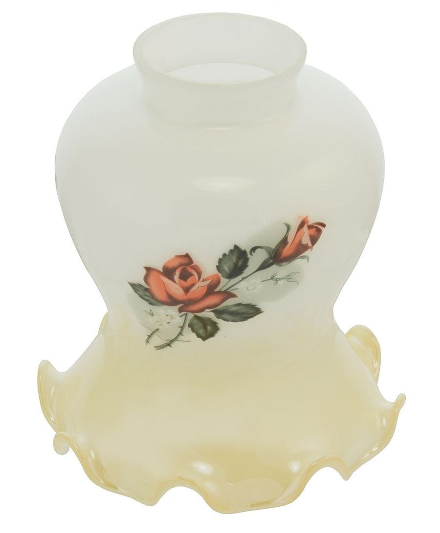White with Luster Edge Flower Design Shade 2 1/4" Fitter