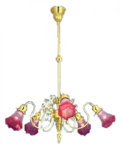 Victorian 5 Light Pierced Brass Chandelier