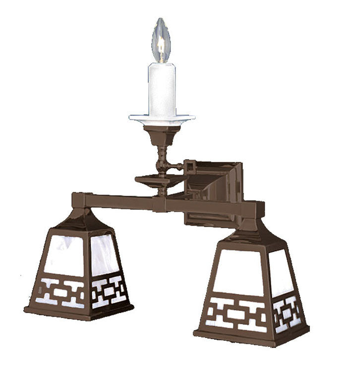 Mission Style Candle & Elec Triple Wall Sconce Light With Chain Shade