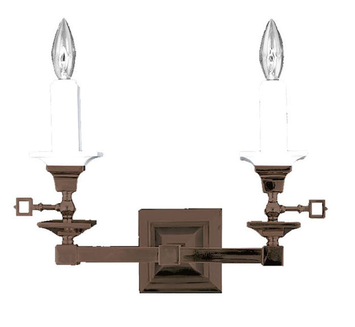 Mission Style Candle 2 Arm Wall Sconce Light