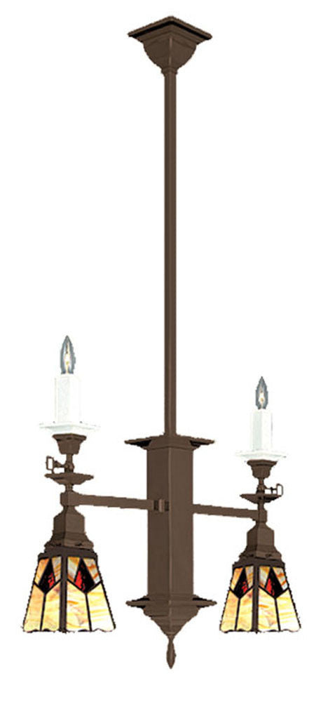 Mission Style Candle & Electric 2 Arm Ceiling Pendant Light