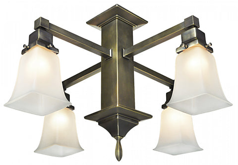 Mission Style 4 Arm Pendant Close Chandelier