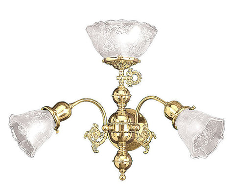 Victorian Triple Gas & Electric Wall Sconce Light