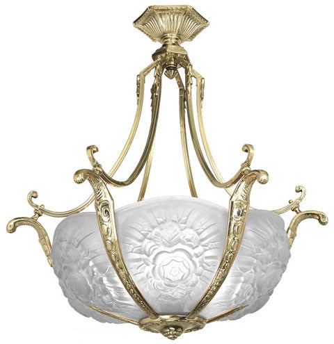 Art Nouveau Short French 6 Light Bowl Chandelier (675-CHX-X)