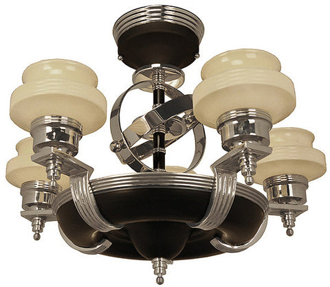 American Art Deco Streamline Modernist Chandeliers