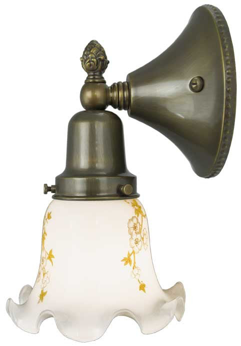 Victorian Style Close-To-The-Wall Single Sconce with Yellow Flower Shade
