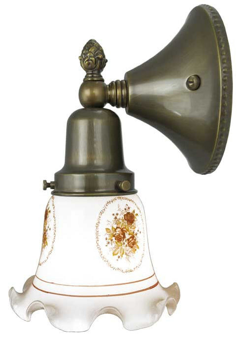 Victorian Style Close-To-The-Wall Single Sconce with Rose Shade