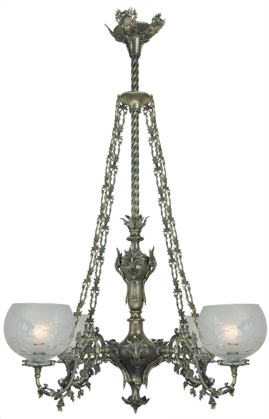 Victorian Chandelier - Neo Rococo C 1840 Gasolier 4 Arm Light