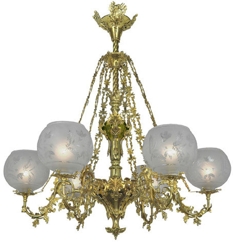 Victorian Chandelier - Neo Rococo C 1840 Six Arm Gasolier