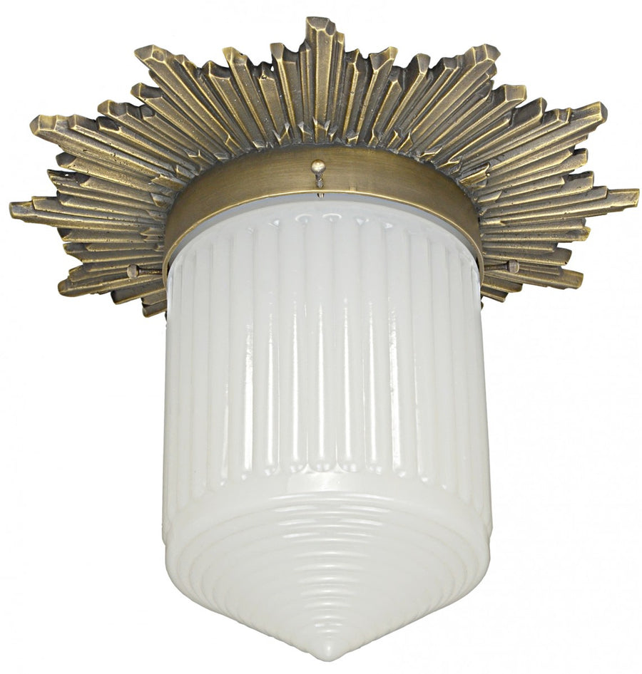 Art Deco Solid Brass Close Ceiling Fixture & Shade