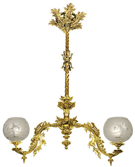 Victorian Pendant Chandelier - Neo Rococo C 1856 2 Light