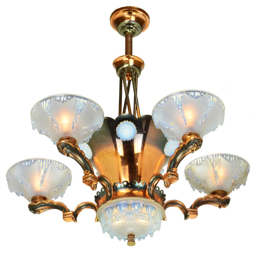 French Art Deco Petitot Chandelier