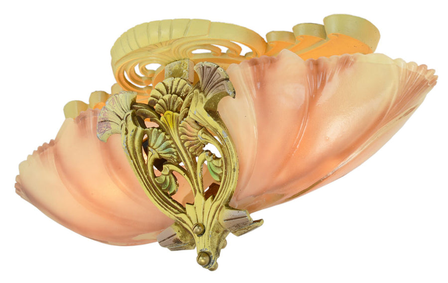 Polychrome 2 Shade Ceiling Fixture by Mid-West Circa 1930-5