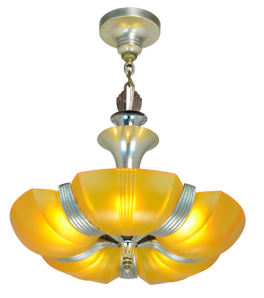 Streamline Art Deco Slip Shade Chandelier