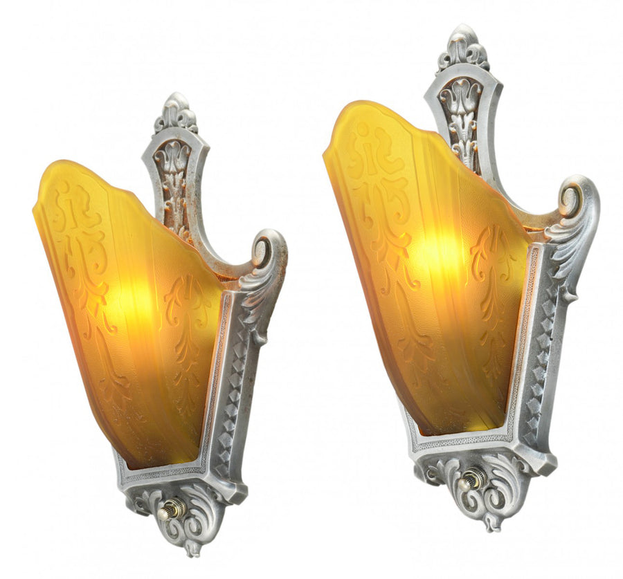 Pair of Moe Bridges Art Deco Slip Shade Sconces...Circa 1934