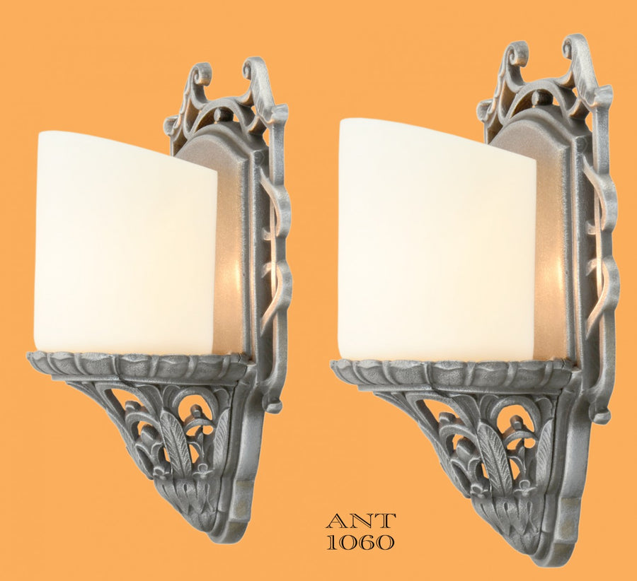 Pair of Lightolier Art Deco Slip Shade Sconces