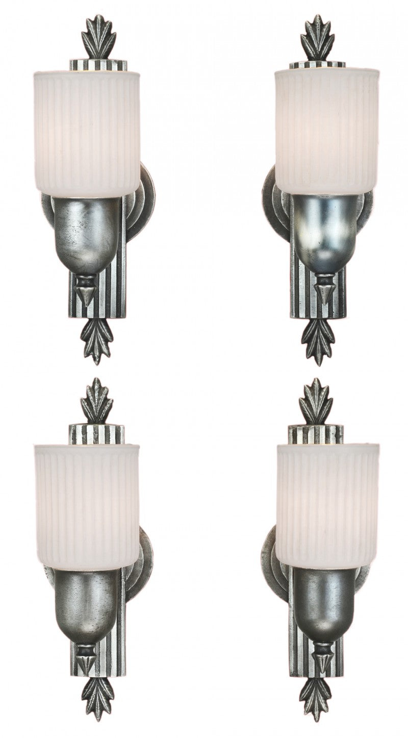 Great Set of Four Antique Streamline Art Deco Sconces c1938