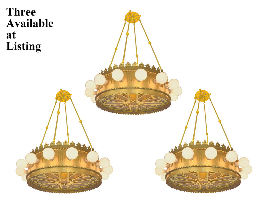 1920's Old Gold Finished Theater Chandeliers