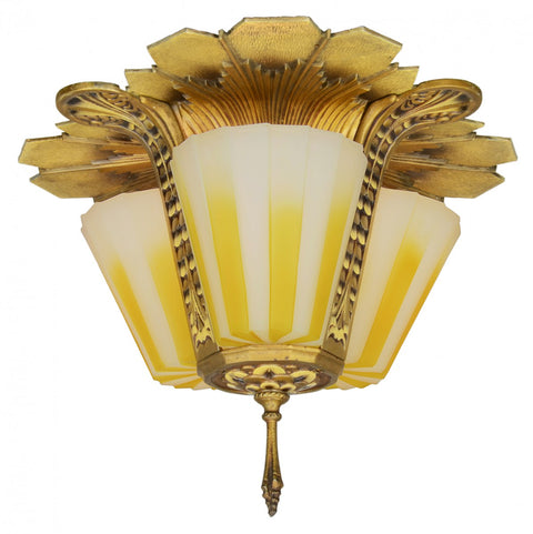 Wonderful 3-Shade Williamson (Signed: Beardslee) Close Ceiling Light