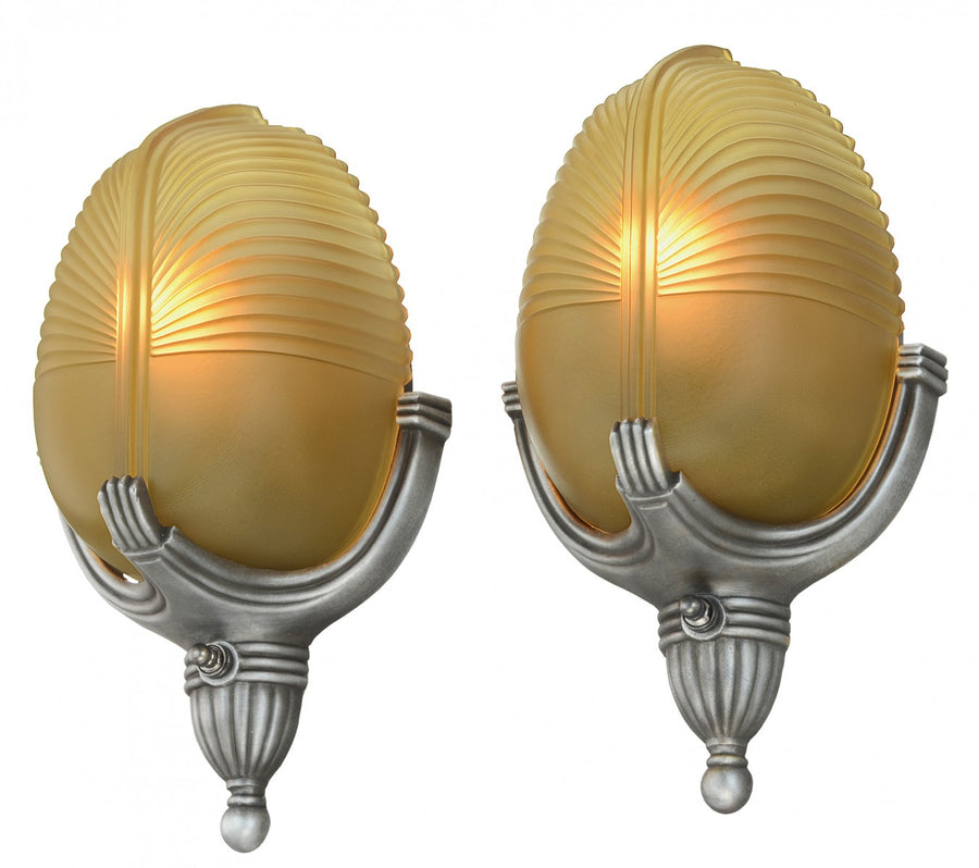 Pair of Neat Art Deco Streamline Sconces by Markel