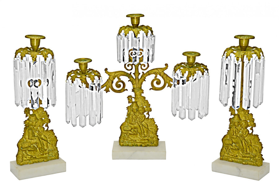 Set of Mid-Victorian Girandole Candelabra Marriage Set