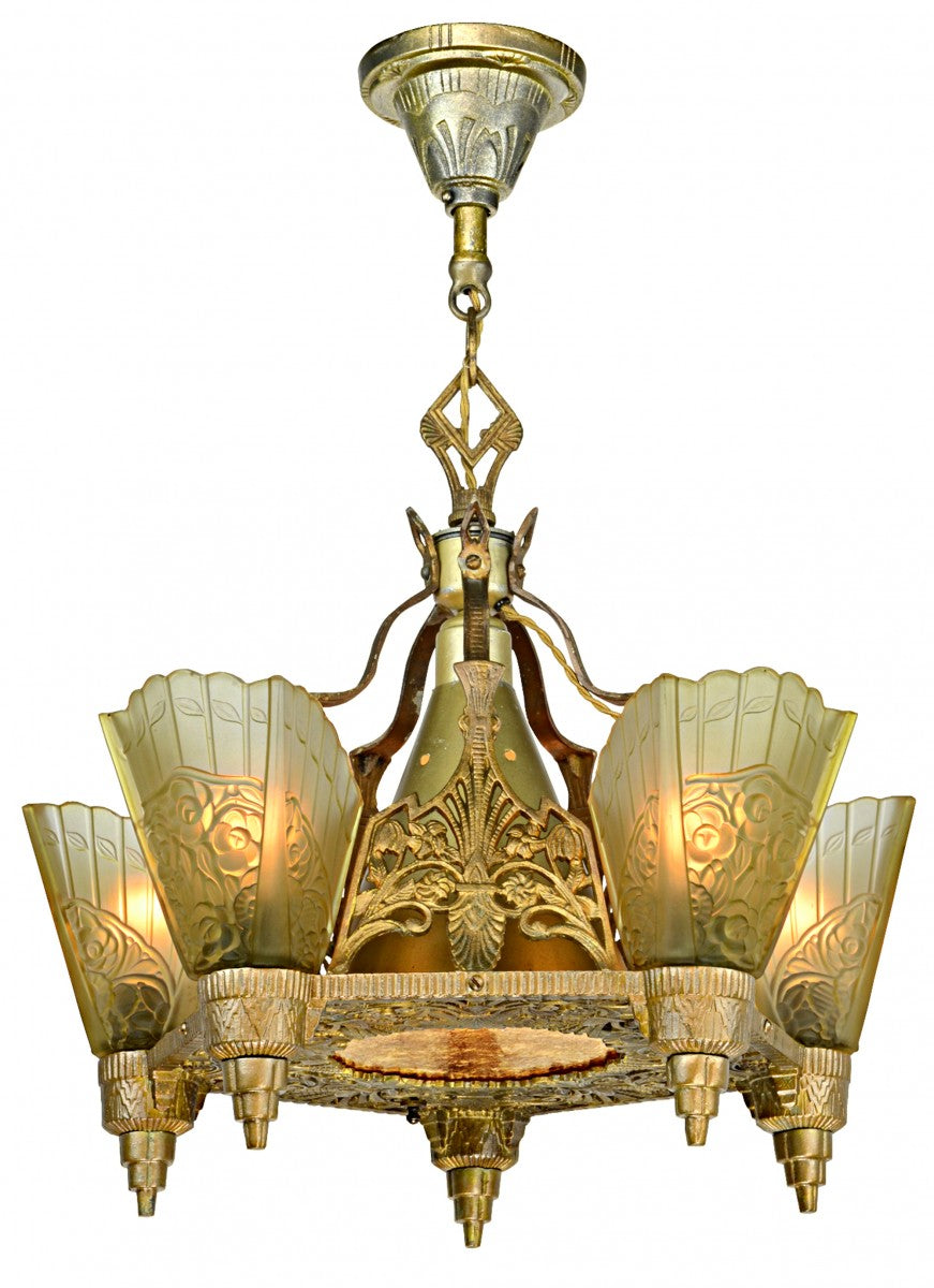 Art Deco Top-of-the-Line Chandelier (A Near Matched Pair-Sold Each) (ANT-1181)