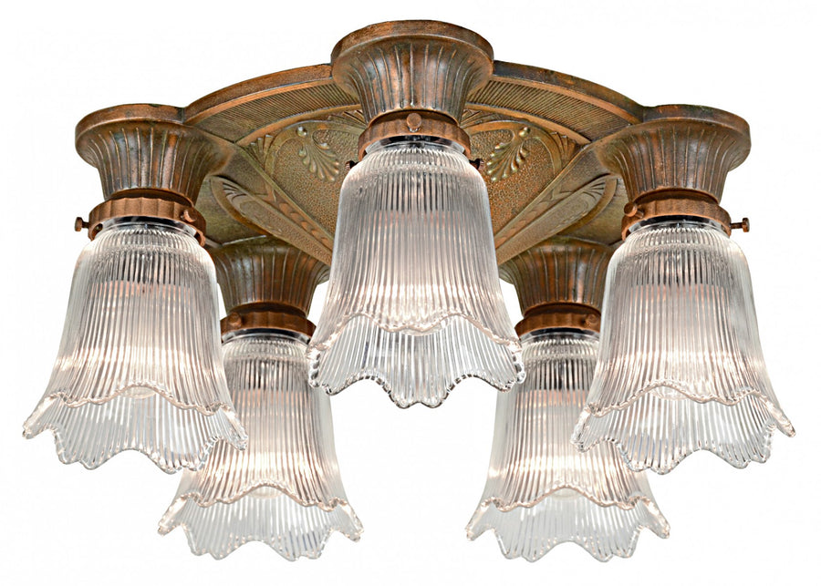 Antique Restored Art Deco Close Ceiling Chandelier