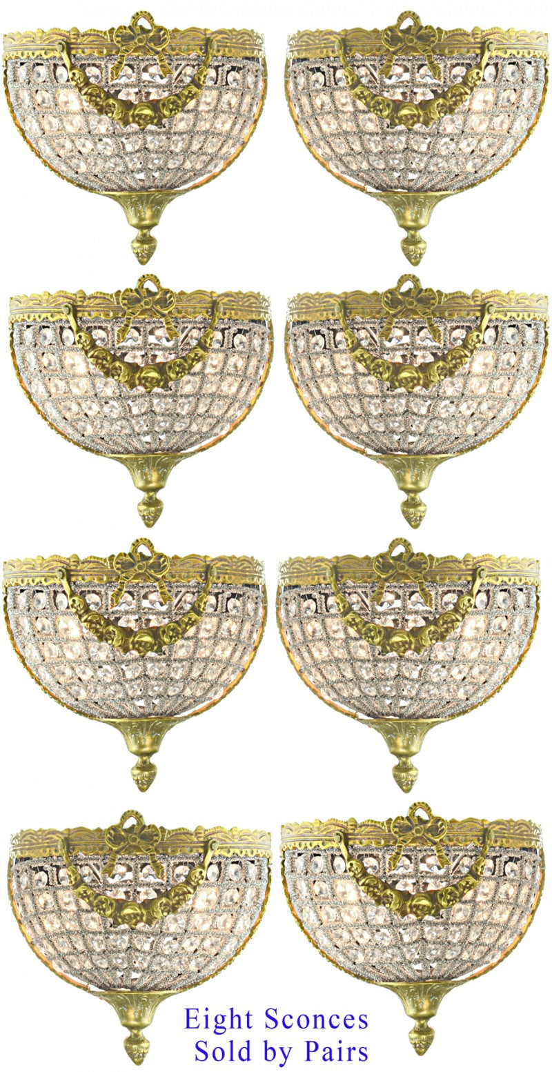 Eight (4 Pairs) of Crystal Bead Sconces--Sold Per Pair