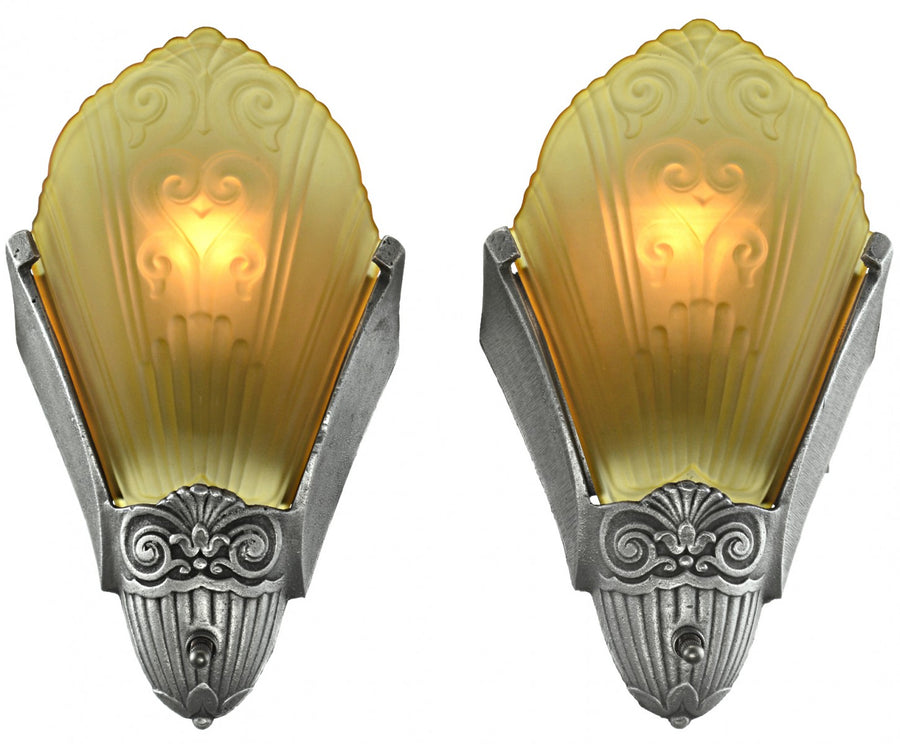 Antique Restored Pair of Virden Art Deco Wall Sconces