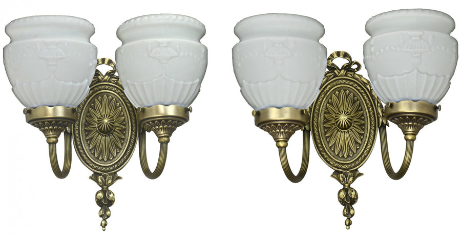 Edwardian Pair of LOVELY Double-Arm Sconces