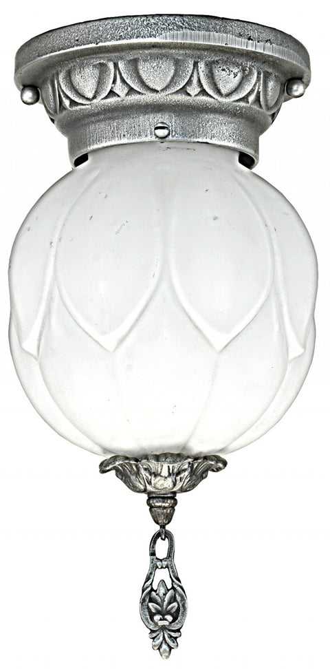 Edwardian Cast Iron and Pewter Finished Small Hall Light...Circa 1910-30