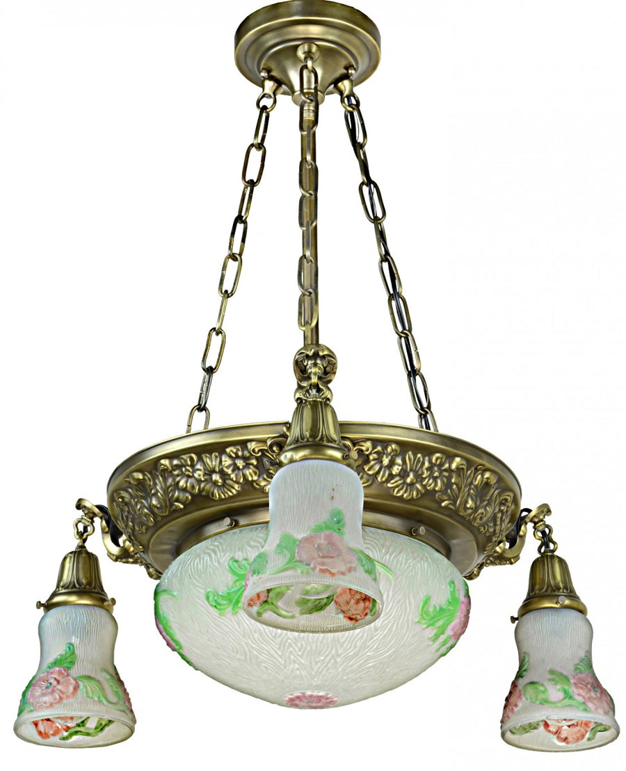 Edwardian Ceiling Bowl Light with Puffy Style Shades